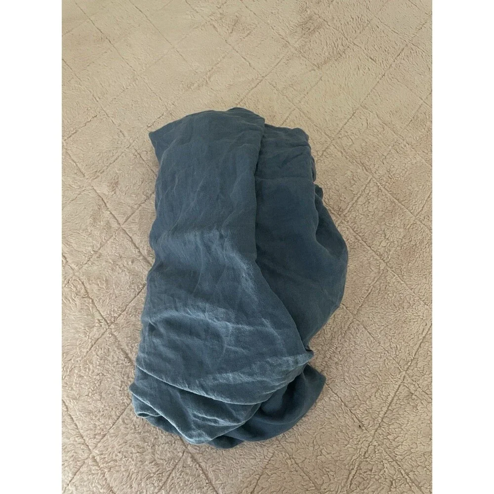 Brooklinen Queen Blue Linen Fitted Sheet Quiet Luxury Home Decor Summer